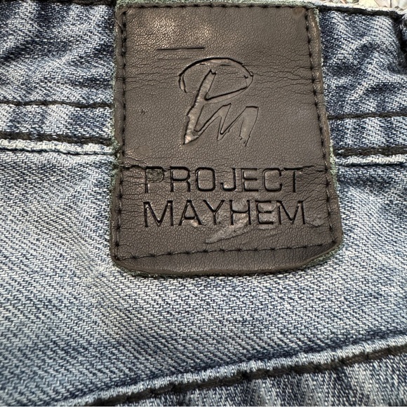 Project Mayhem Men’s 30x32 Distressed Straight Leg Blue Jeans 100% Cotton - Picture 3 of 7